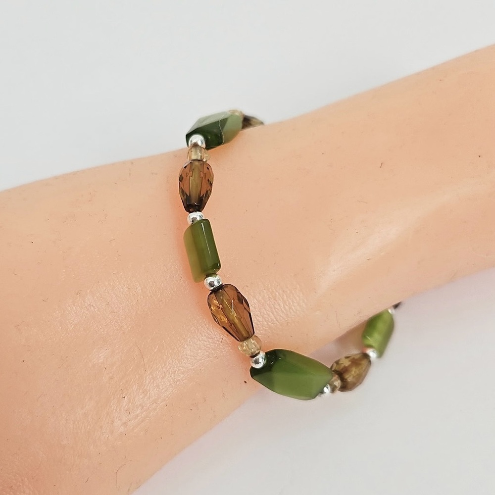 Green and Brown Beaded Bracelet